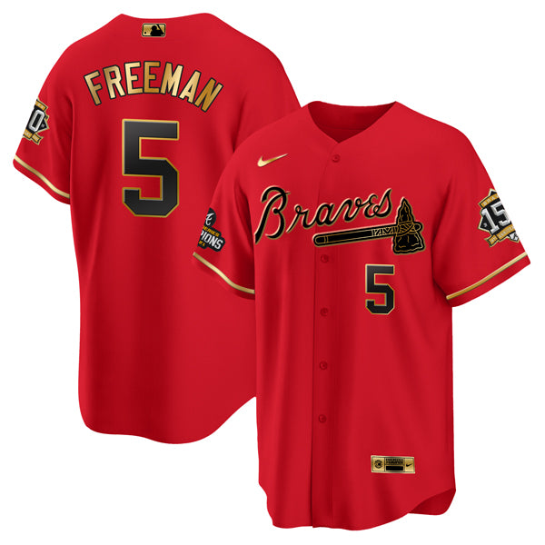 Freddie Freeman Atlanta Braves red-gold jersey