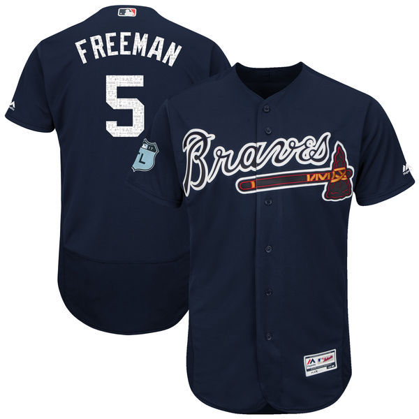 Freddie Freeman Majestic Atlanta Braves navy Authentic jersey