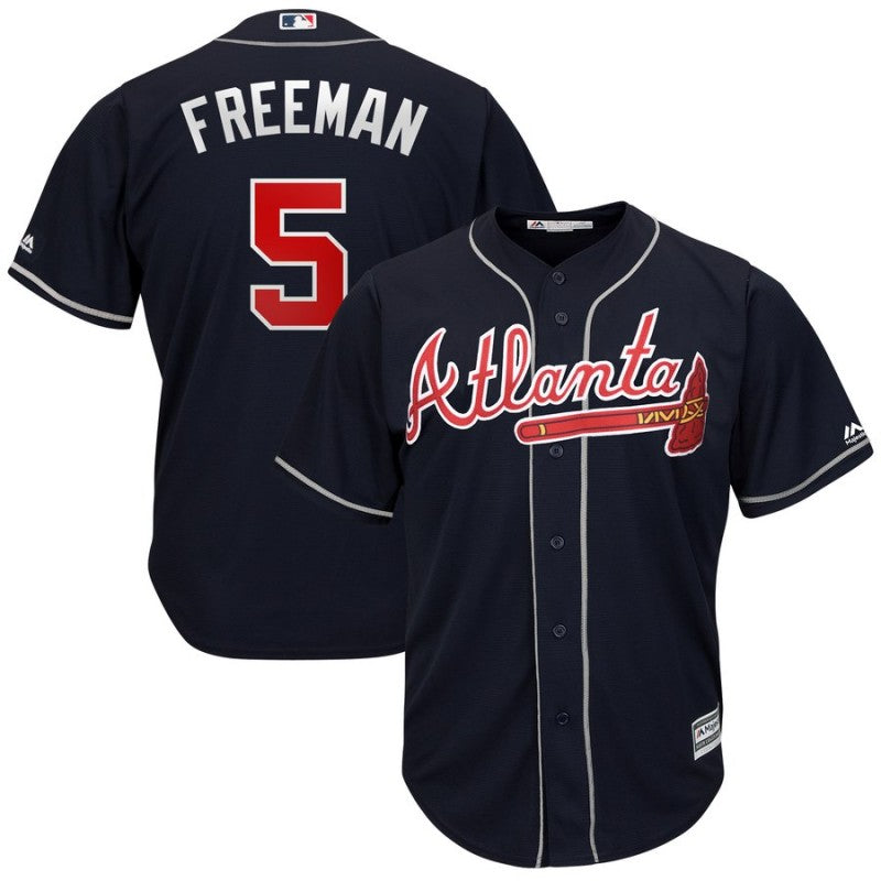 Freddie Freeman Majestic Atlanta Braves navy jersey