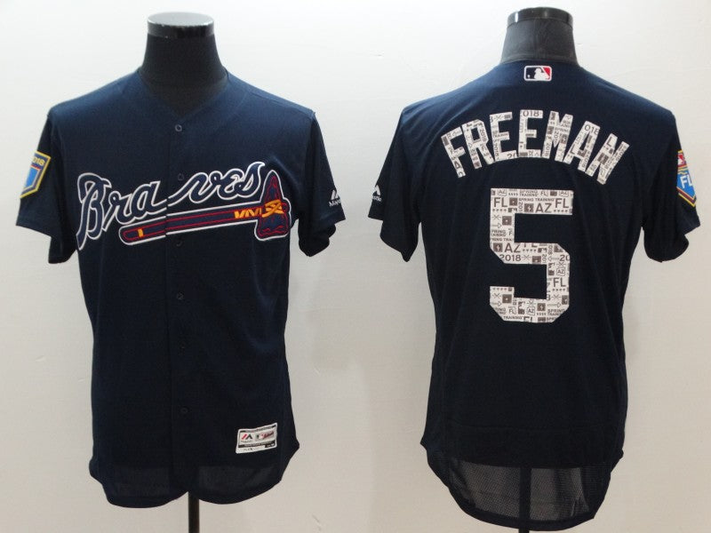 Freddie Freeman Atlanta Braves navy jersey