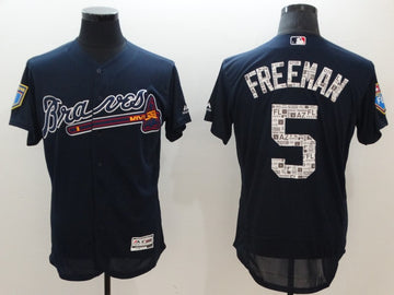 Freddie Freeman Atlanta Braves navy jersey