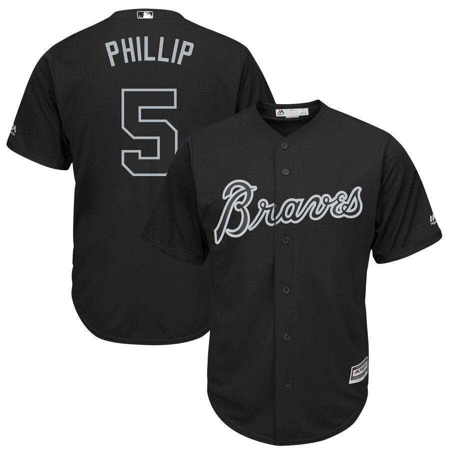 Freddie Freeman Phillip Majestic Atlanta Braves black jersey