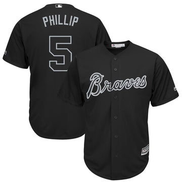 Freddie Freeman Phillip Majestic Atlanta Braves black jersey