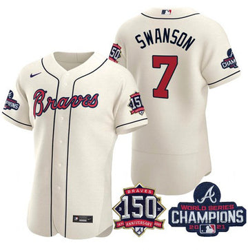 Dansby Swanson Atlanta Braves cream jersey