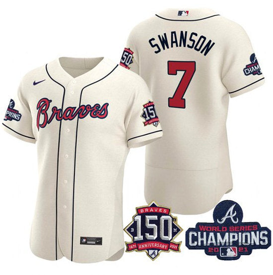 Dansby Swanson Atlanta Braves cream jersey