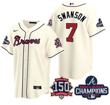 Dansby Swanson Atlanta Braves cream jersey