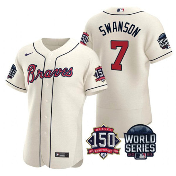 Dansby Swanson Atlanta Braves cream jersey