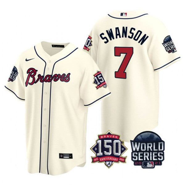 Dansby Swanson Atlanta Braves cream jersey
