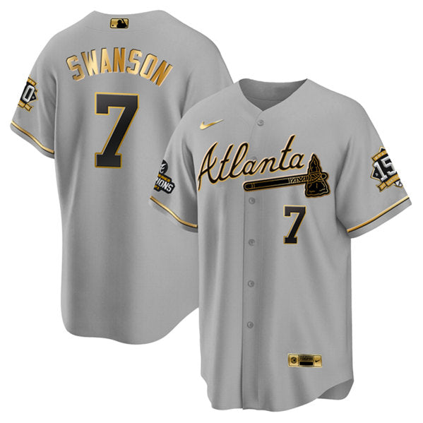 Dansby Swanson Atlanta Braves gray-gold jersey