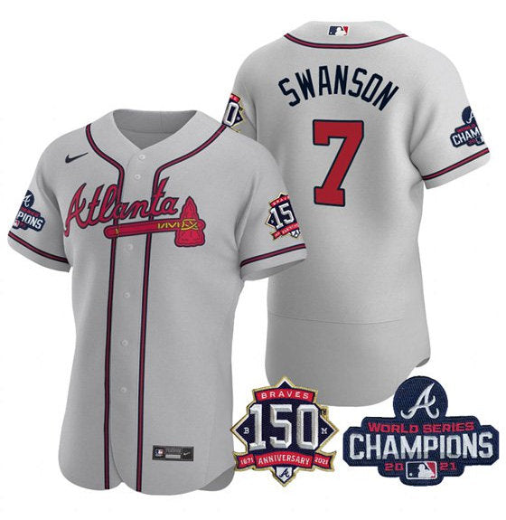 Dansby Swanson Atlanta Braves gray jersey