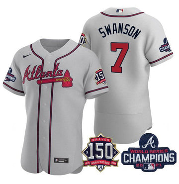 Dansby Swanson Atlanta Braves gray jersey