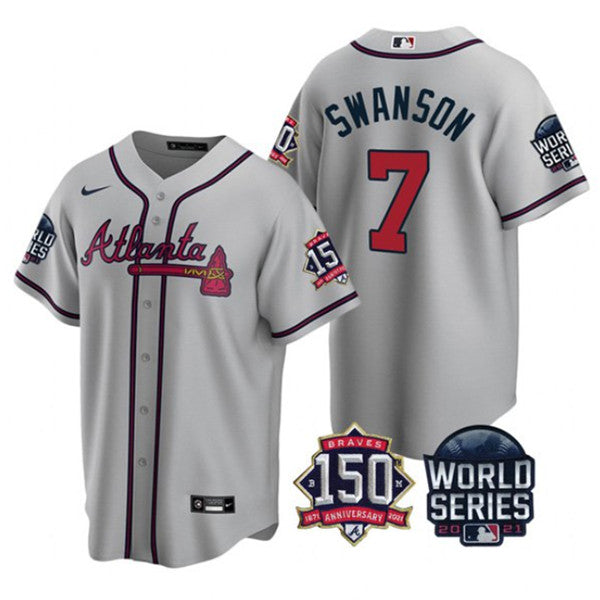 Dansby Swanson Atlanta Braves gray jersey