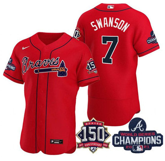 Dansby Swanson Atlanta Braves red jersey
