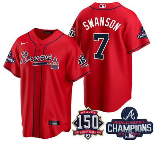 Dansby Swanson Atlanta Braves red jersey