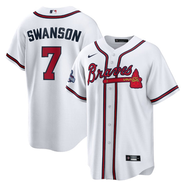 Dansby Swanson Atlanta Braves white jersey