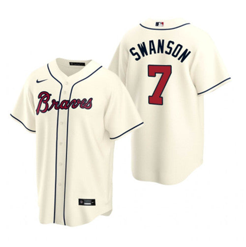 Dansby Swanson Atlanta Braves cream jersey