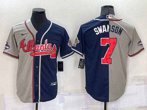 Dansby Swanson Atlanta Braves gray Split jersey