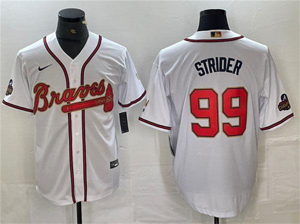 Spencer Strider Atlanta Braves white-gold jersey