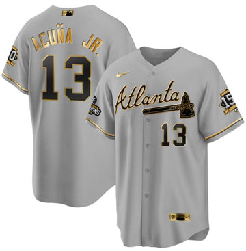 Custom Atlanta Braves gray-gold jersey