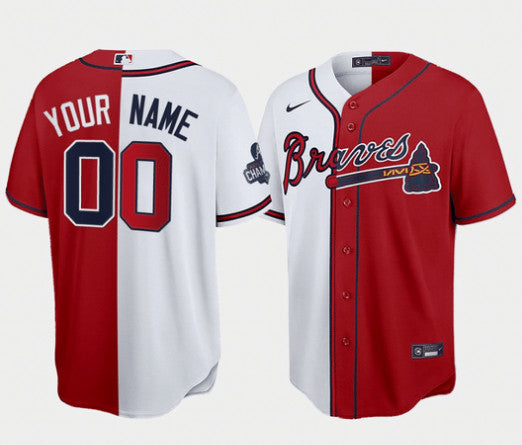 Custom Atlanta Braves red Split jersey