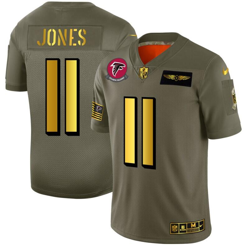 Atlanta Falcons #11 Julio Jones 2019 Olive-Gold Salute To Service Jersey