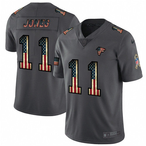 Atlanta Falcons #11 Julio Jones Grey 2019 Salute To Service USA Flag Fashion Jersey