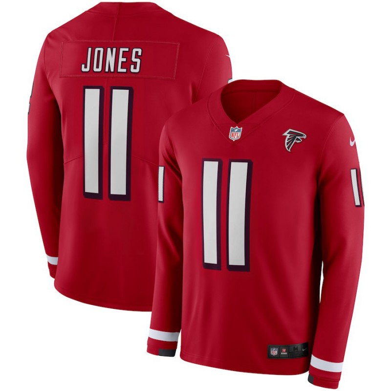 Atlanta Falcons #11 Julio Jones Red Therma Long Sleeve Jersey