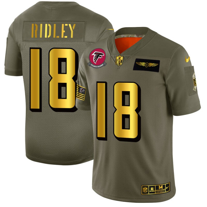 Atlanta Falcons #18 Calvin Ridley 2019 Olive-Gold Salute To Service Jersey