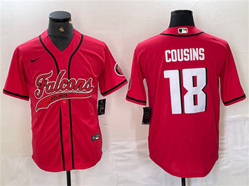 Atlanta Falcons #18 Kirk Cousins Red With Patch Baseball Jersey