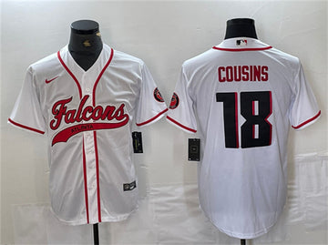 Atlanta Falcons #18 Kirk Cousins White With Patch Baseball Jersey