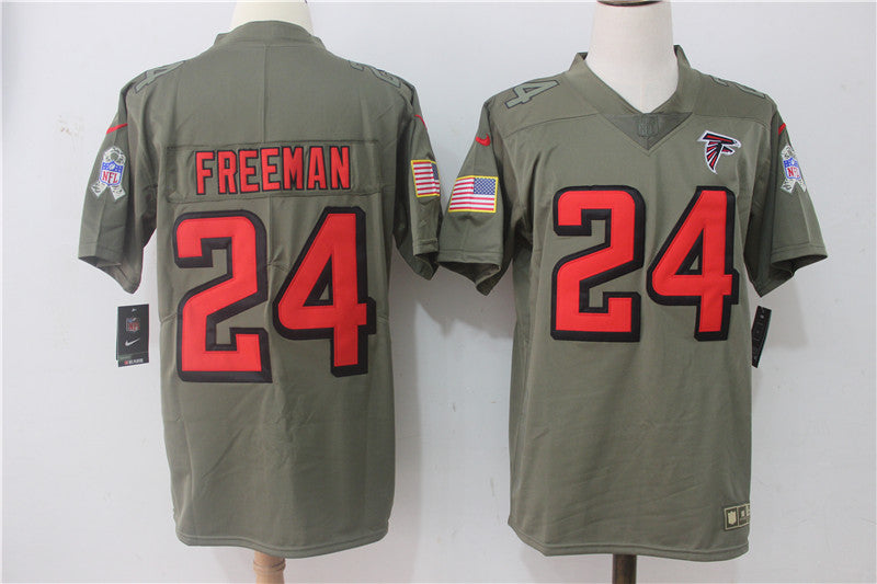 Atlanta Falcons #24 Devonta Freeman Olive Salute To Service Jersey