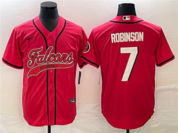 Atlanta Falcons #7 Bijan Robinson Red With Patch Baseball Jersey