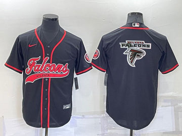 Atlanta Falcons Black Team Big Logo With Patch Baseball Jersey
