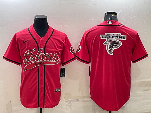 Atlanta Falcons Red Team Big Logo With Patch Baseball Jersey