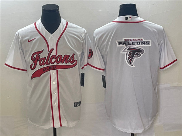 Atlanta Falcons White Team Big Logo With Patch Baseball Jersey