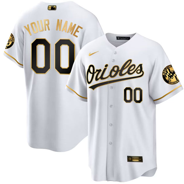 Custom Baltimore Orioles gold-white jersey