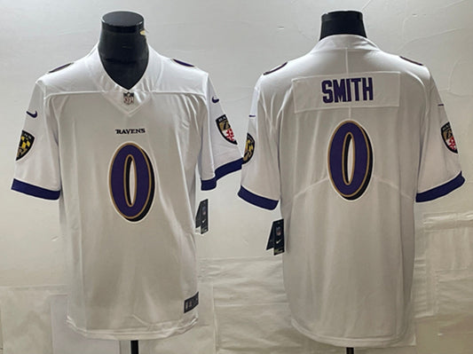 Baltimore Ravens #0 Roquan Smith White Jersey