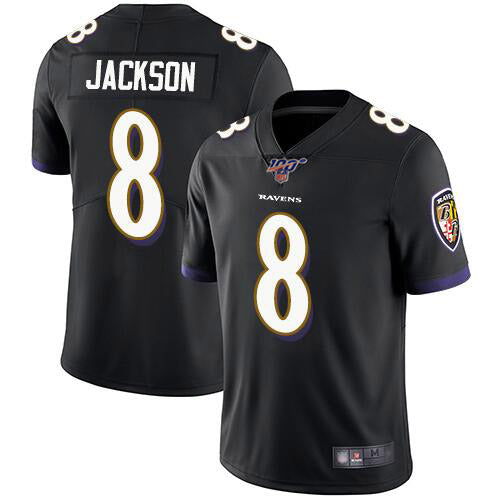 Baltimore Ravens 100th #8 Lamar Jackson Black Jersey