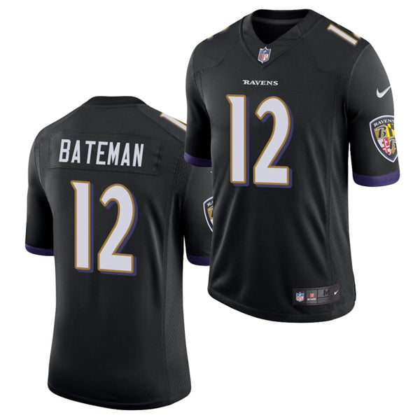 Baltimore Ravens #12 Rashod Bateman Black 2021 Jersey
