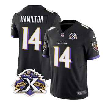 Baltimore Ravens #14 Kyle Hamilton Black 2023 FUSE With Patch Throwback Jersey