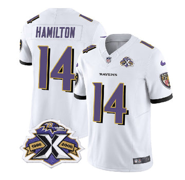 Baltimore Ravens #14 Kyle Hamilton White 2023 FUSE With Patch Throwback Jersey