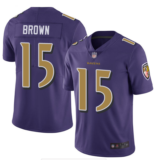 Baltimore Ravens #15 Marquise Brown Purple Color Rush Jersey