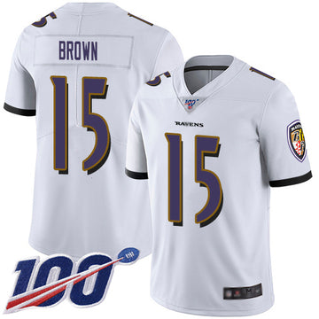 Baltimore Ravens #15 Marquise Brown White 2019 100th Season Jersey