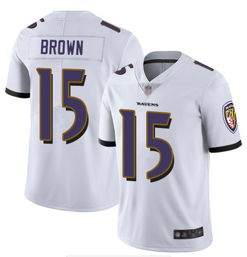 Baltimore Ravens #15 Marquise Brown White Jersey