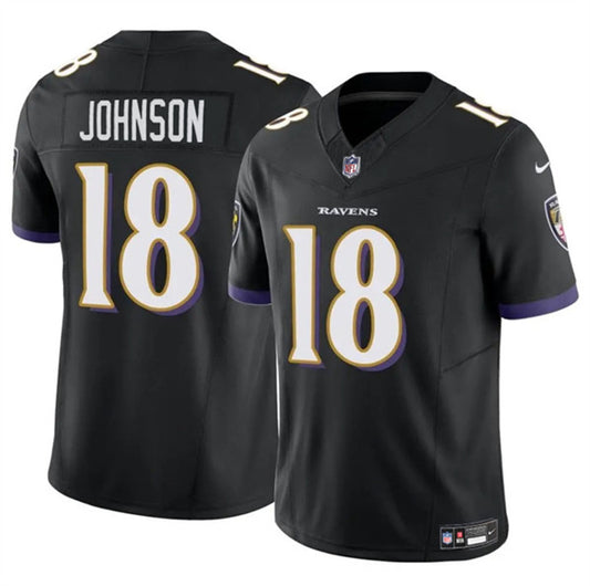 Baltimore Ravens #18 Diontae Johnson Black 2023 FUSE Jersey