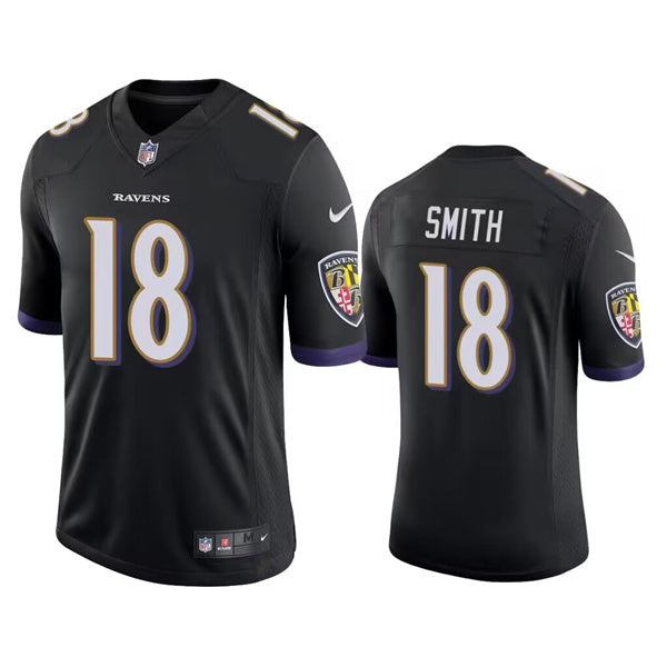 Baltimore Ravens #18 Roquan Smith Black Game Jersey