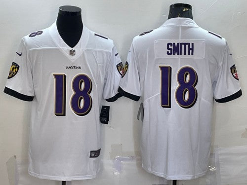 Baltimore Ravens #18 Roquan Smith White Jersey