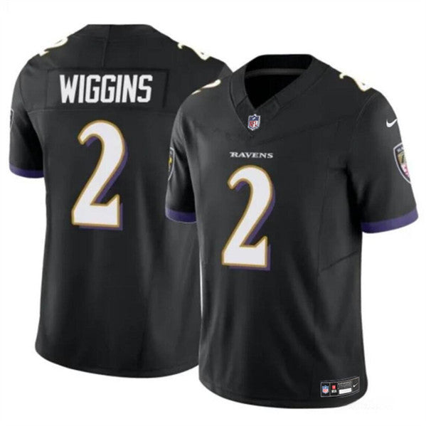 Baltimore Ravens #2 Nate Wiggins Black 2024 Draft FUSE Jersey