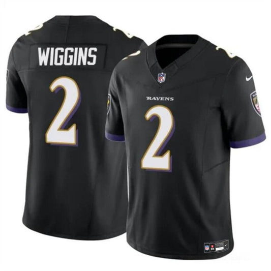 Baltimore Ravens #2 Nate Wiggins Black 2024 Draft FUSE Jersey