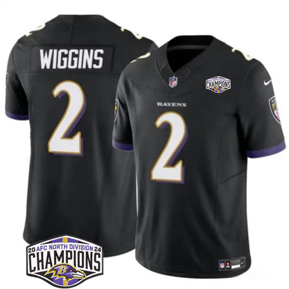 Nate Wiggins Baltimore Ravens black FUSE jersey